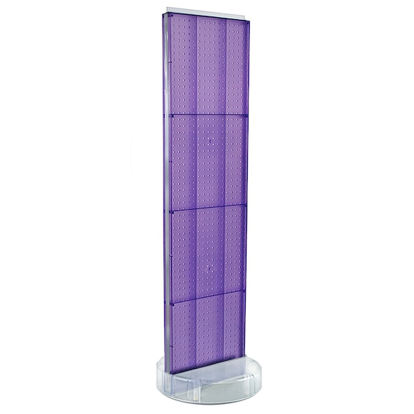 2 Sided- Purple Pegboard Floor Display On Revolving Round Studio Base